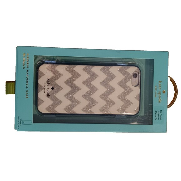 Kate Spade New York Flexible Hardshell Case for Apple iPhone 6-6s Silver Chevron - Picture 4 of 7